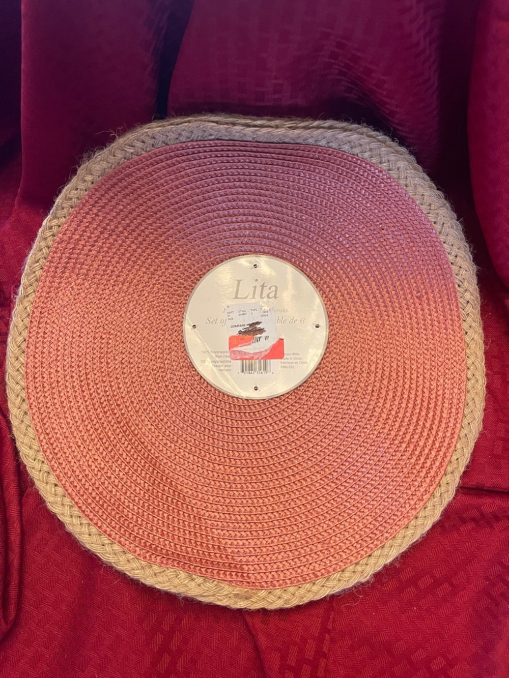 Lita Coral Round Woven Placemat - Set of 6